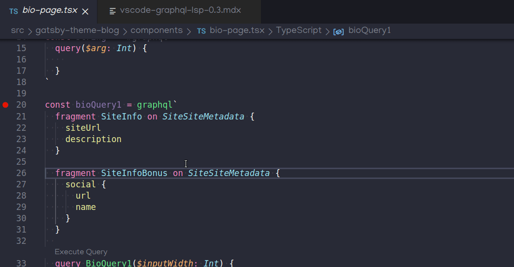 demonstration of the generated schema pattern, showing a jump to definition in the generated_schema.graphql